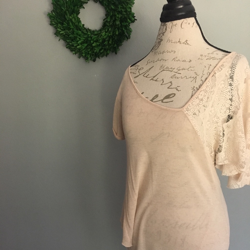 FREE PEOPLE boho chic one shoulder top oatmeal